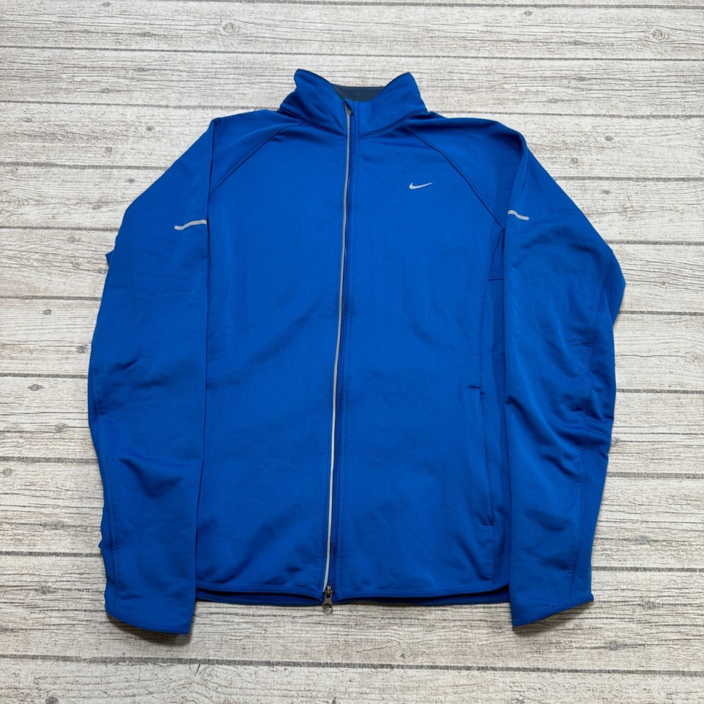 Nike Track Jacket Men's Large Blue Dri-FIT Reflective Athletic Running Training